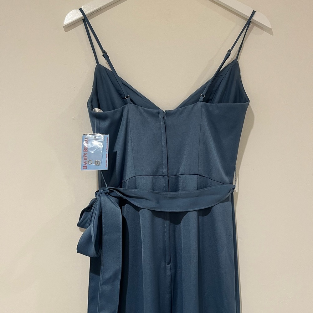 David’s Bridal Spaghetti Strap Crepe Ruffle Bridesmaid Dress - Picture 4 of 8